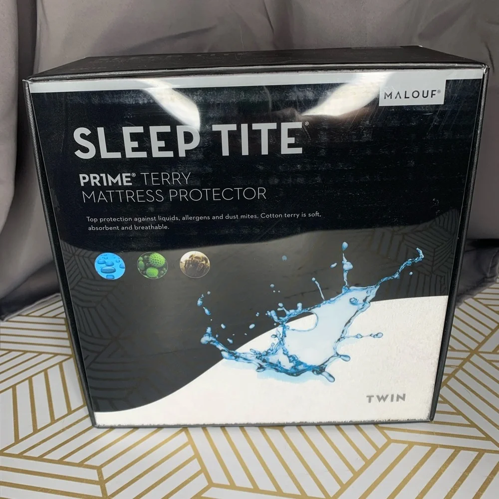 Malouf Sleep Tite Prime Terry Smooth Cotton Mattress Protector Twin Size